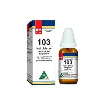 BM 103 Drops homeopathic drops on a pure white background
