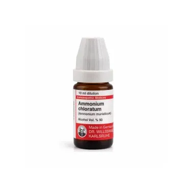 Ammonium Chloratum - Ammonium Muriaticum 10ml liquid homeopathic dilution bottle or pack on white background