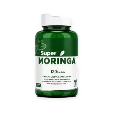 Super Moringa Tablets by Dr. Masood, original product packaging on a white background
