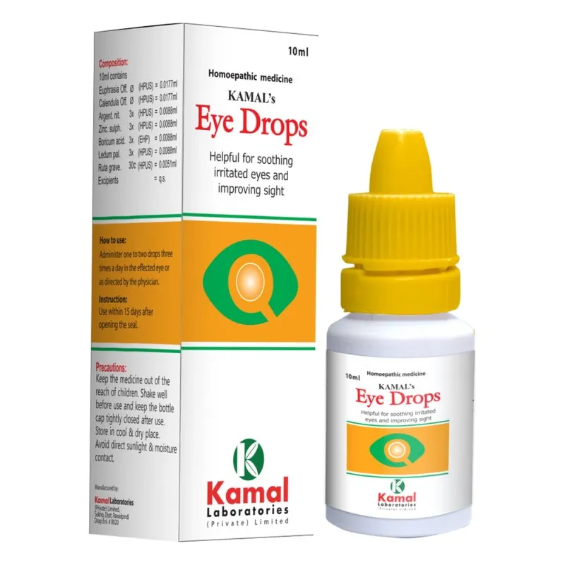 Kamal (Eye Drops) 10 ml, Kamal Laboratories product pack on a white background