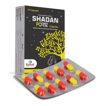 SHADAN FORTE CAPSULES 10 capsules, Kamal Laboratories product pack on a white background