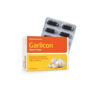 Garlicon Capsules by Paul Brooks, product pack on a white background