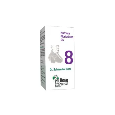 Natrium Muriaticum - 8 by Pflüger, product carton centered on a white background