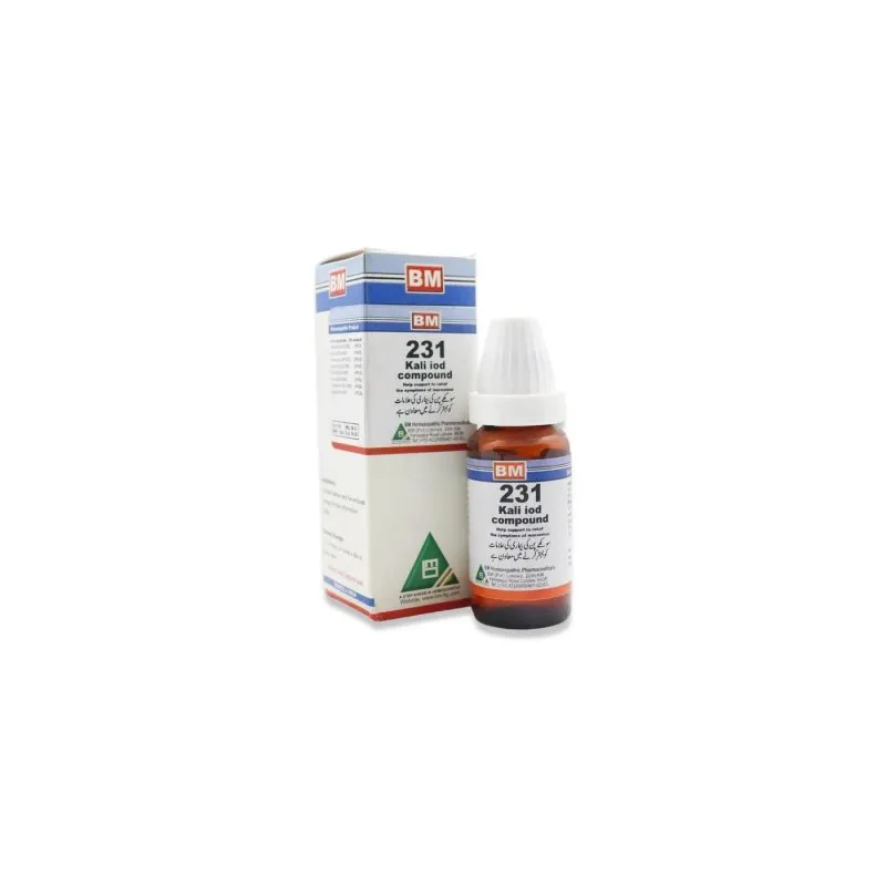 BM 231 Drops homeopathic drops on a pure white background
