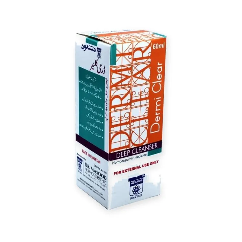 Dermi Clear Skin Cleanser by Dr. Masood, original product packaging on a white background