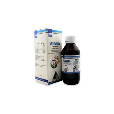 BM Alfalfa Compound Syrup homeopathic syrup by BM Homoeopathic Pharmaceuticals on a pure white background
