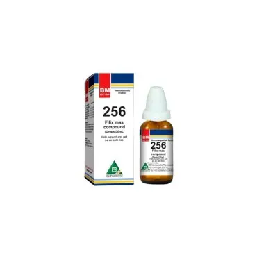 BM 256 Drops homeopathic drops on a pure white background