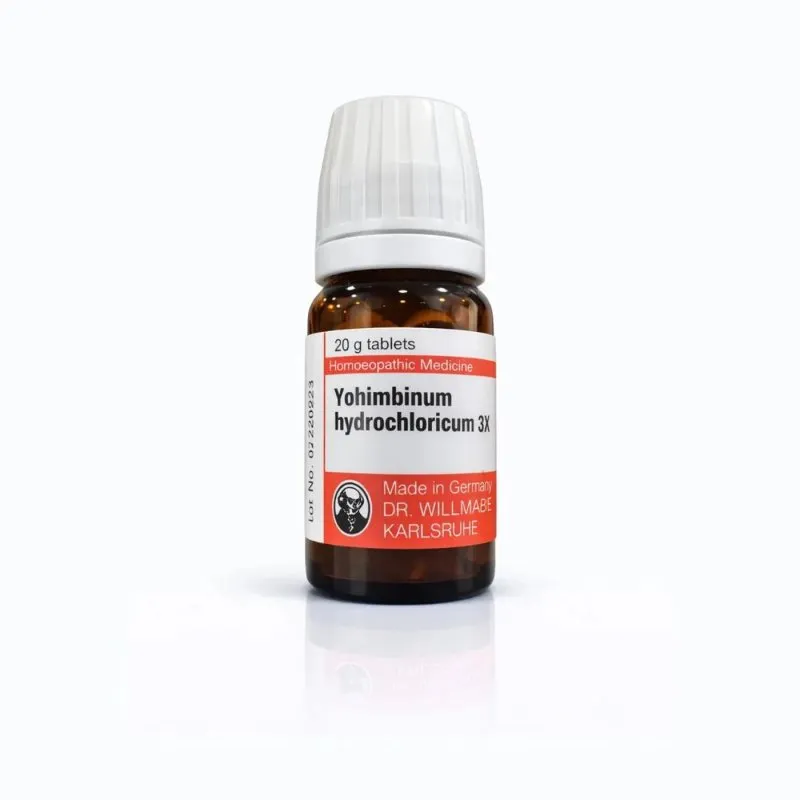 Dr. Willmar Schwabe Yohimbinum Hydrochloricum 3X tablets 20 g bottle on white background