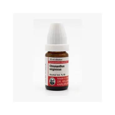 Chionanthus Virginicus 10ml homeopathic dilutions and mother tincture bottle or pack on white background