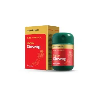 Panax Ginseng Capsules by Paul Brooks, product pack on a white background
