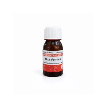 Nux Vomica homeopathic dilution bottle