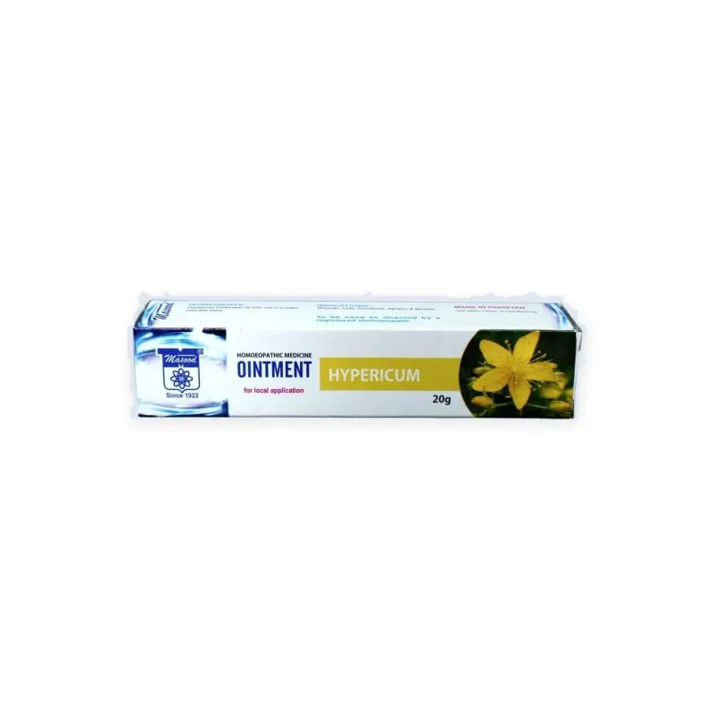 Hypericum Ointment 20 g by Dr. Masood, original packaging on a white background
