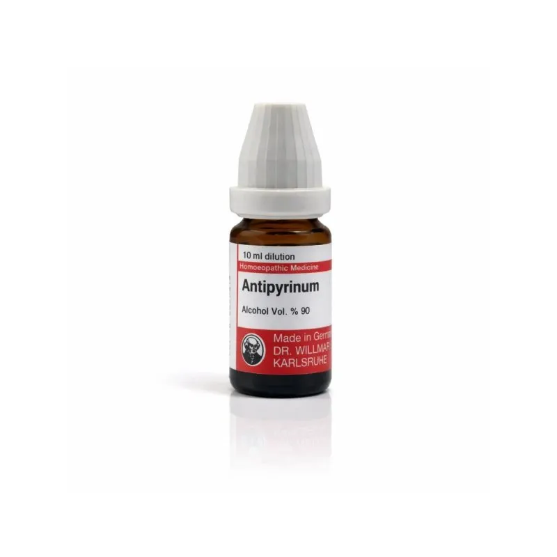 Antipyrinum mixed pack formats homeopathic dilutions and tablets bottle or pack on white background