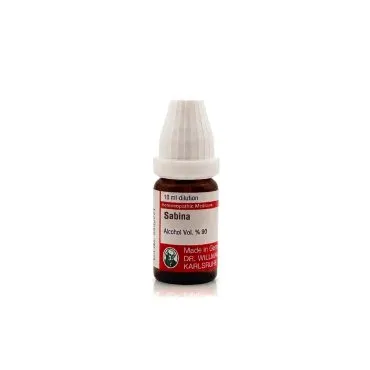 Sabina 10ml homeopathic dilutions and mother tincture bottle or pack on white background