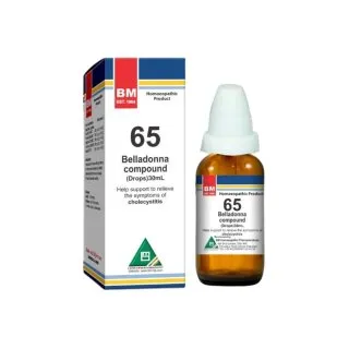 BM 65 Drops homeopathic drops on a pure white background