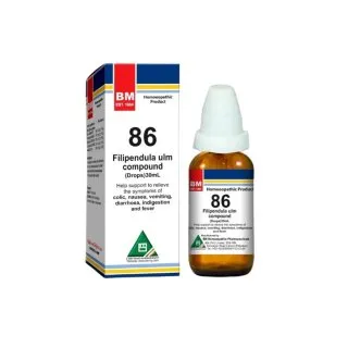 BM 86 Drops homeopathic drops on a pure white background