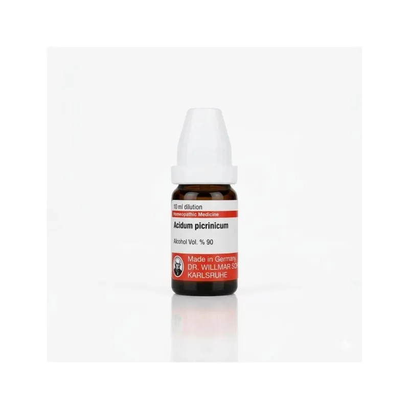 Acidum Picrinicum mixed pack formats homeopathic dilutions and tablets bottle or pack on white background