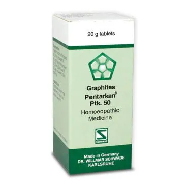 Graphites Pentarkan Ptk. 50 20g Tablets by Dr. Willmar Schwabe, original homeopathic packshot on white background