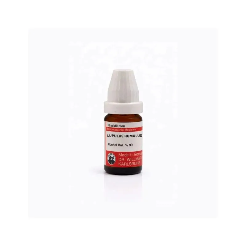 Lupulus Humulus 10ml homeopathic dilutions and mother tincture bottle or pack on white background