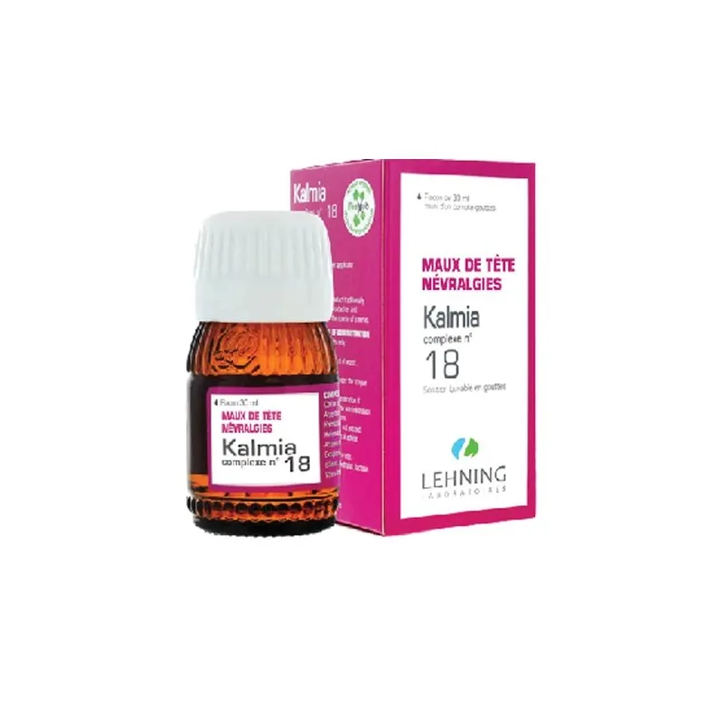 L-18 Kalmia Complex 30 ml Drops by Lehning Laboratories, product package on white background