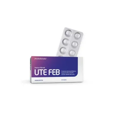 Uterus Fibroids UTE FEB Tablets by Paul Brooks, product pack on a white background