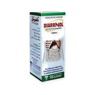 Diarrnol Suspension by Dr. Masood, original product packaging on a white background
