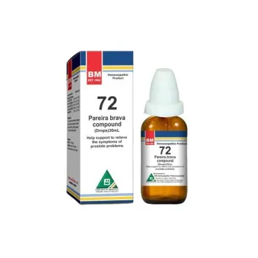 BM 72 Drops homeopathic drops on a pure white background