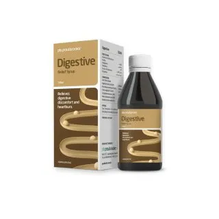 Digestive Relief Syrup by Paul Brooks, product pack on a white background