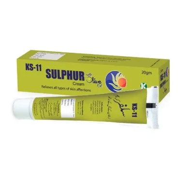 KS 11  SULPHUR Cream (With Olive Oil) 20 g, Kamal Laboratories product pack on a white background