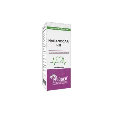 Naranocor HM (Heart Tonic) by Pflüger, product carton centered on a white background
